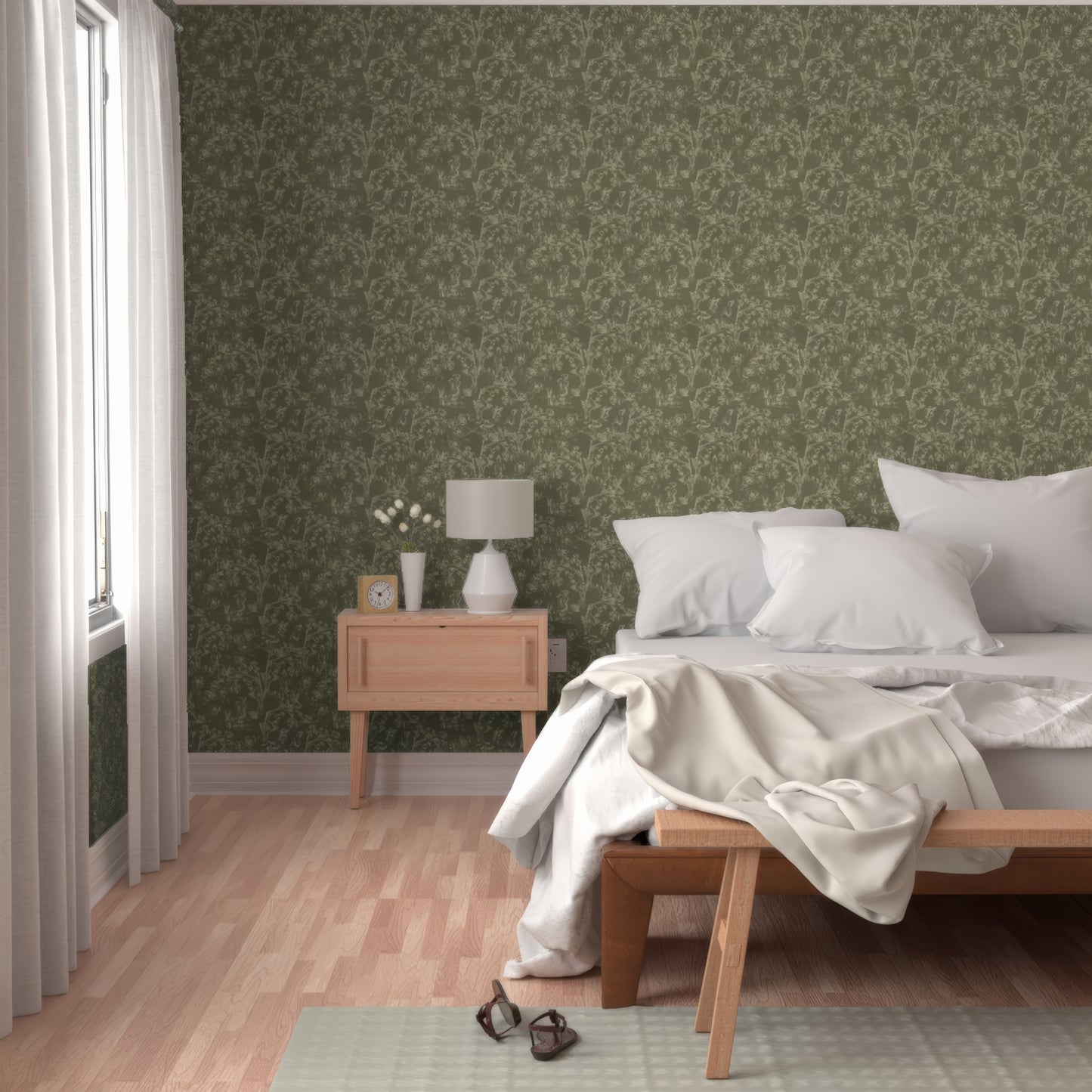 Montague Wallpaper in Olive