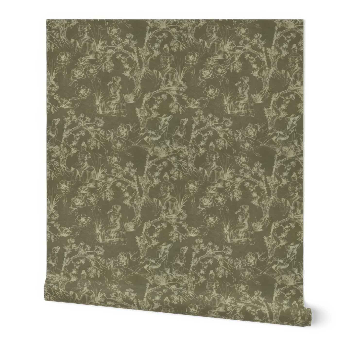 Montague Wallpaper in Olive