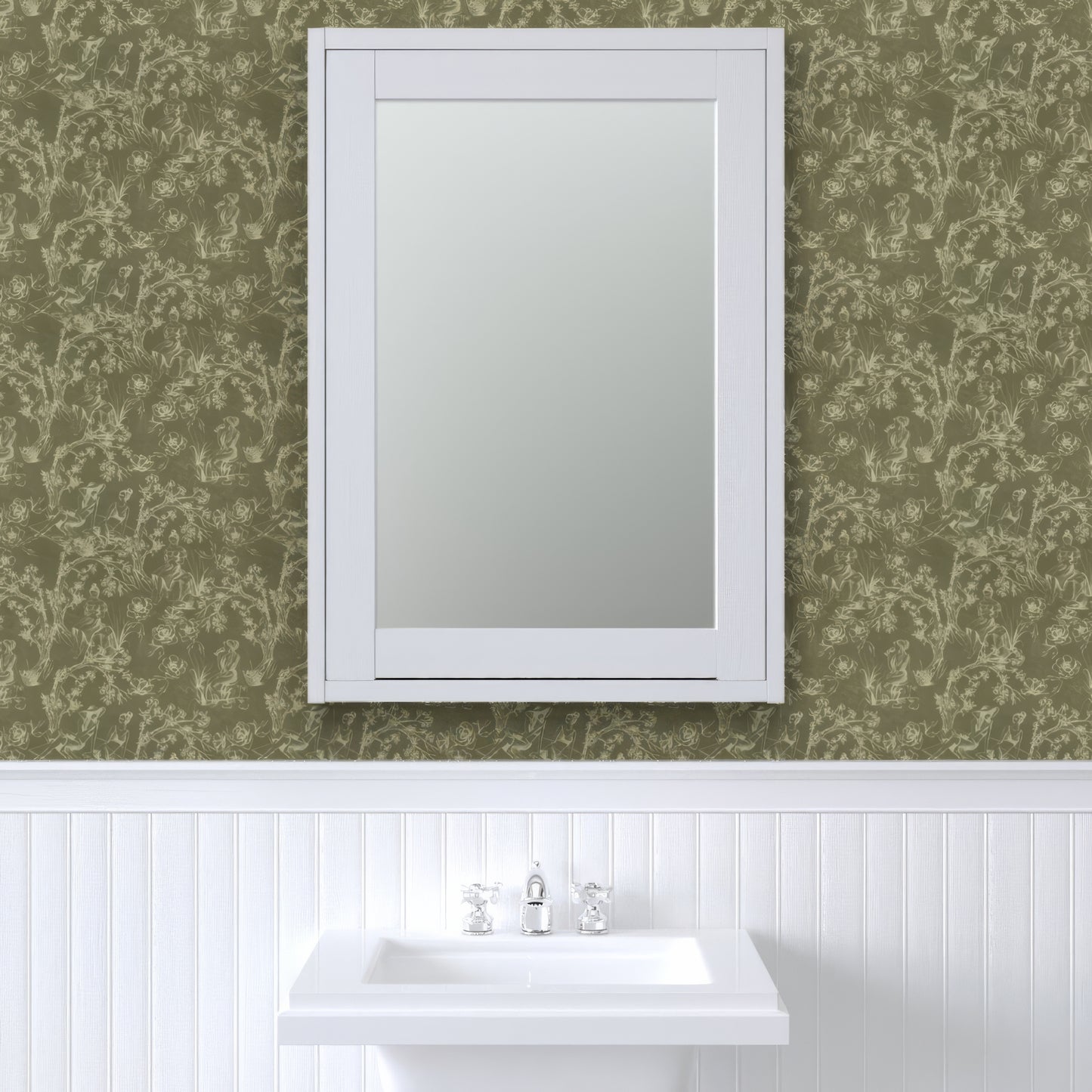 Montague Wallpaper in Olive
